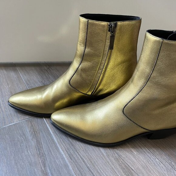 SAINT LAURENT West 45 Metallic Western Ankle Boot - Picture 9 of 16